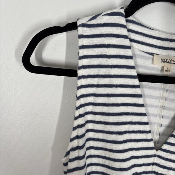 Haven Well Within Sz S Sleeveless Cotton Blend Textured Stripe Midi Dress NWOT - Picture 8 of 11